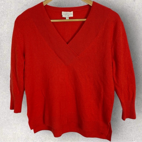 Anthropologie 100% Cashmere V-Neck Knit‎ Sweater Size Small Orange Bohemian Boho - Picture 14 of 14